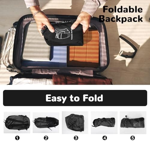 Outplea 15L Ultralight Hiking Backpack for Men Women, Small Foldable Daypack Compact, Waterproof Packable Outdoor Backpack for Travel Sport, Black — view 4