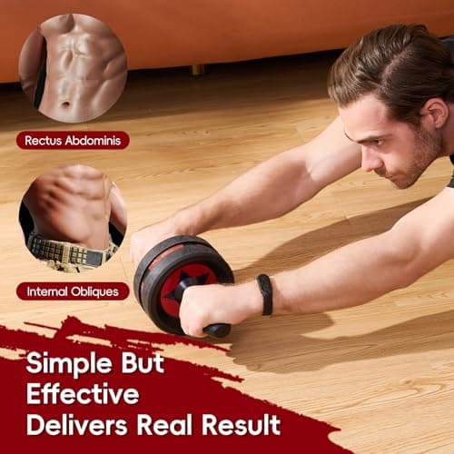 Ab Roller with Two Extra-Thick Non-Slip Knee Mat for Core Abs Rollout — view 3
