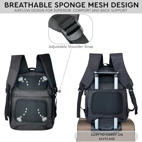 LifeStyleMall Laptop Backpack School Backpack Cabin bag 15.6" College Backpack USB Charging Headphone Port - Anti-Theft Breathable Padded Shoulder Strap Water Resistant Computer Rucksack Travel — view 6