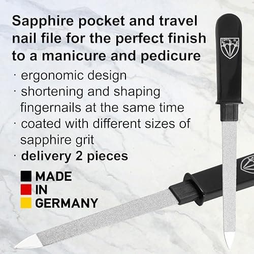 3 Swords Germany Sapphire Metal Pocket Nail File Manicure Travel 2 Pieces — view 3