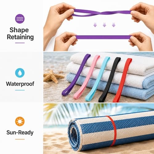 ZEMINRI 10 Pcs Silicone Beach Towel Bands, Elastic Towel Straps (10Pcs) — view 4