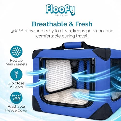 Floofy Friends Soft-Sided Dog Travel Crate - Foldable, Breathable Pet Carrier for Small Dogs & Cats, Ideal for Car Travel & Home Use — view 5