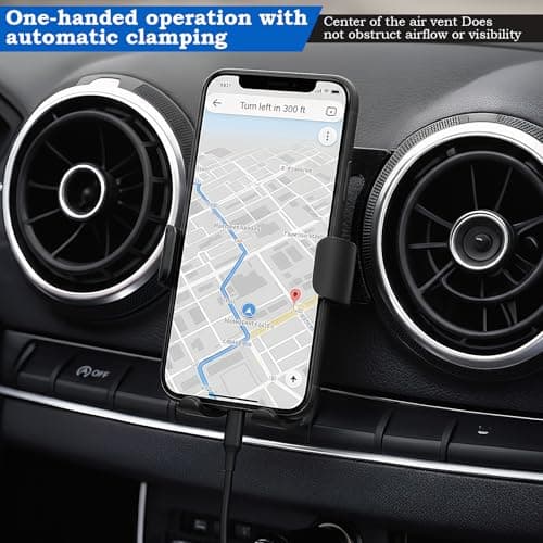 Focenat Car Phone Holder, Vehicle Mobile Phone Stand Mount, Gravity Auto Lock Aluminum Alloy with 360 Degree Rotation, Stable No Jitter Air Vent Cradle, Compatible with Audi A3 — view 5