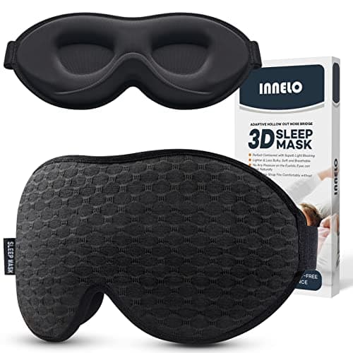 INNELO Sleep Mask 100% Blackout for Men Women, 3D Contoured Zero Pressure