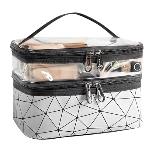 Large Capacity Travel Cosmetic Bag, Double Layer Makeup Bag
