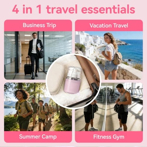 Xiuxhae Refillable Dunkle 4 In 1 Travel Bottles Set for Toiletries(PINK) — view 4