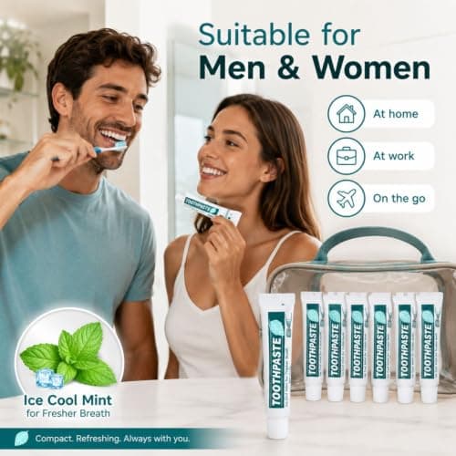 Mini Travel Size Toothpaste 5g Pack of 6, Ice Cool Mint Tubes for Cabin Bags, Holidays, Flights, Hotels, Overnight Stays, Guest Rooms and Travel Toiletry Kits — view 4