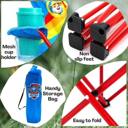 Toyland® Paw Patrol Pups Folding Children's Camping Chair With Cup Holder & Storage Bag - Perfect for Camping Trips, Beach & Garden — view 4