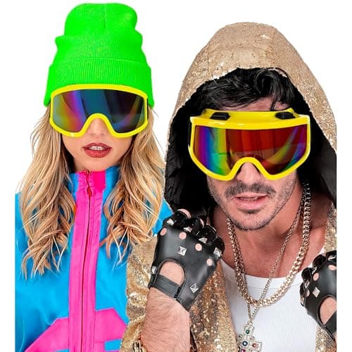 W WIDMANN MILANO Party Fashion - Ski Goggles Snowboard Goggles Yellow Accessory for 80s Fancy Dress Costumes — view 2