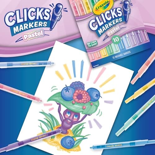 CRAYOLA Clicks - 10 Washable Retractable Capless Felt Tip Pens Pastel — view 6