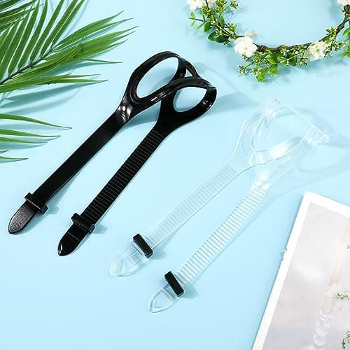 2pcs Universal Silicone Diving Mask Strap - Black and Transparent Replacement for Swimming and Snorkeling — view 3