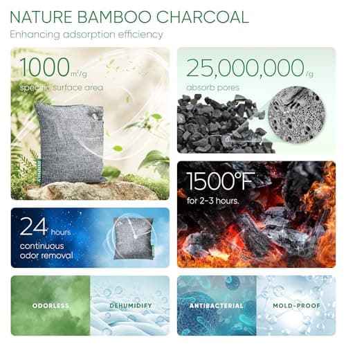 Activated Charcoal Odor Absorber, Odor Eliminator for Strong Odor,Bamboo Charcoal Air Purifying Bags for Home Car Closet Pet, Smoke Room Deodorizer (4 x 200g, Unscented) — view 3