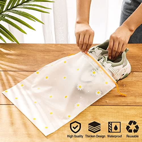 10 Travel Storage Bags, Reusable Ziplock Bags for Clothes Plastic Drawstring Shoe Storage Pouch, Waterproof Luggage Organizer Bags for Cloth Shoe Underwear Travel Accessories — view 4