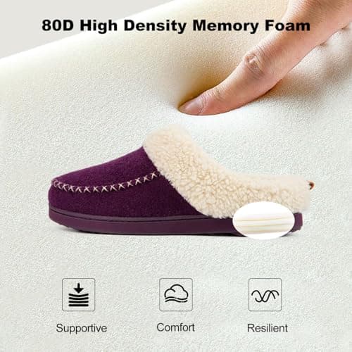 LongBay Women's Warm Slippers Memory Foam Winter House shoes 3-4 UK, Purple — view 5
