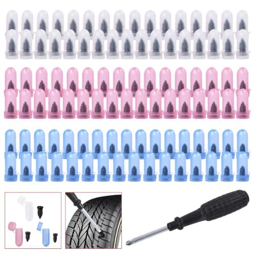 100Pcs Tyre Repair Screws, Vacuum Tubeless Tyre Car Puncture Repair Emergency Kit, Quick Self-Service Rubber Nails, Universal Tire Plugs Tools with Screwdriver for Aoto Motorcycle Bike Bicycle Van — view 4
