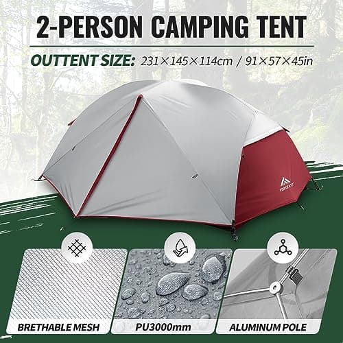 Forceatt Camping Tent, 2-3 Man Tent PU3000mm Waterproof DomeTent Lightweight Portable Easy Setup for Hiking Backping Eurohike — view 2
