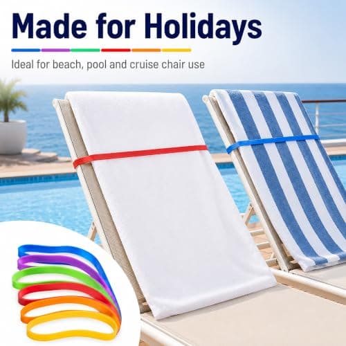ZAYSY 6 Pcs Silicone Towel Bands for Sun Loungers - Beach and Cruise Chairs — view 5