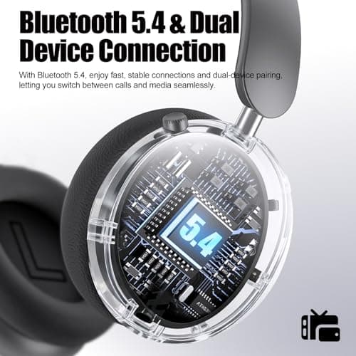 Wentronic Y06 Noise Cancelling Headphones,58H Playtime and 5 EQ Music Modes Wireless Over Ear Bluetooth Headphones with Microphone,Lossless Audio,Multipoint Connection,Foldable,Lightweight,Space Grey — view 4