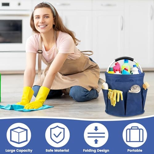 Cleaning Caddy with Handle, Portable Collapsible Bucket Oxford Fabric Caddy — view 4