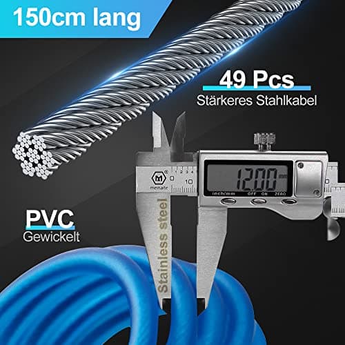 Digital Cable Lock eLinkSmart Bicycle Lock Fingerprint/Phone App, 150cm Long Keyless Steel Cable Lock for Bike, Electric Bike, Scooter, Motorcycle, Door, Waterproof, Remote Authorized, Blue — view 6