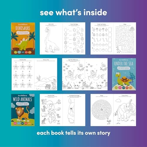THE TWIDDLERS 24 Mini Colouring Activity Books for Kids, A6 Size - Learning Safari Dinosaur & Sea Animals for Children, Perfect Mini Activity Books for Party Bags Birthday Favours Fillers (Ages 4-8) — view 6