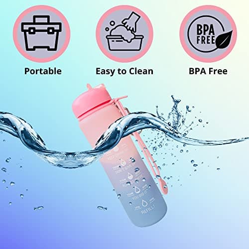 Motivational Water Bottle with Time Markings - 0.6 Litre Foldable Collapsible Gym and Sports Silicone Water Bottle - Running Drinks Bottle For Women, Men, Girls, Boys, Cycling, Hiking, Travel — view 4