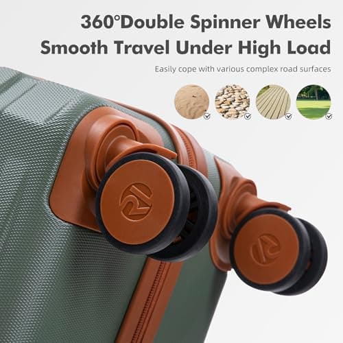 Rocklands Large Suitcase Hard Shell Lightweight 4 Dual Spinner Wheels Trolley Luggage Suitcase Hold Check in Luggage TSA Combination Lock (Olive Green, Large 28") — view 4