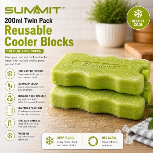 Summit Insulated Cooler Bag & Reusable Ice Blocks - 12.5L Thermal Lunch & Picnic Bag with 2 x 200ml Twin Pack Cooler Blocks | Keeps Food & Drinks Cooler for Longer | For Camping, BBQs, Beach, Travel — view 4