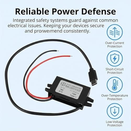 Waterproof 12V To 5V Converter USB Type C Output, DC DC Step Down Power Adapter 5V 3A, Epoxy Potted Buck Converter For Car Auto Power Supply, Raspberry Pi 4, Mobile Devices, Short Circuit Protection — view 3