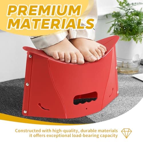 xtemtoamz Articoli 2 Multifunctional Folding Toilet Stool Squatty Potty Portable Step for Home Bathroom, Foldable Can Be Used as Storage Bag, Red and Yellow — view 5