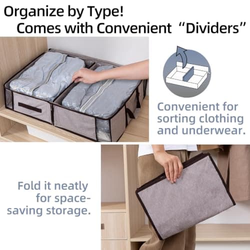 TAILI Vacuum Storage Bags with Box,70x50x18cm 2 in 1 Space Saver,Gray+Brown — view 4