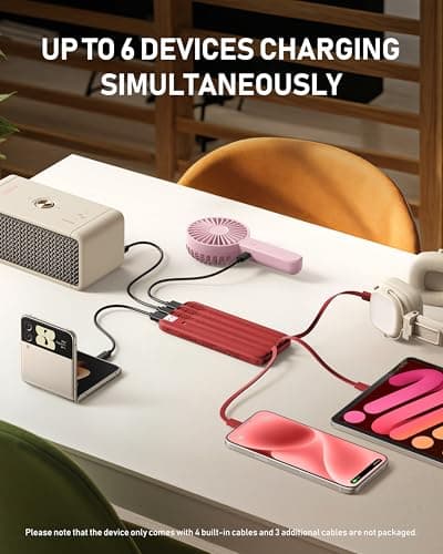 Charmast Portable Charger, 10000mAh Power Bank with Built in 4 Cables — view 2