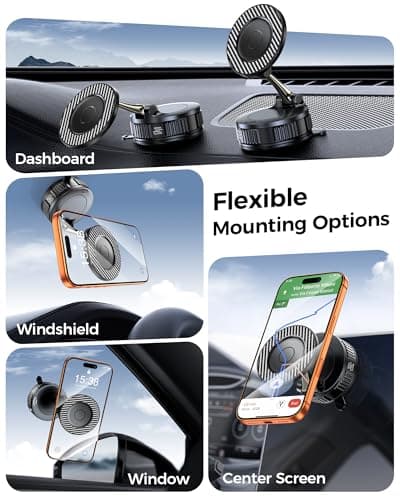 Car Phone Holder for Magsafe – [Carbon Fiber] Phone Mount for Car [Super Strong Magnetic, 360° Adjustable, 108LBS Vacuum Suction] Phone Holders for Your Car, Car Accessories for iPhone 17–12 Series — view 4