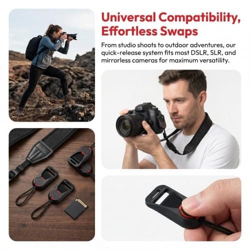 Merzio 8Pcs Camera Strap Quick Release Buckles, Universal Rapid Connectors Adapter Kit Compatible with Peak Design Anchor Links, Adjustable for DSLR Mirrorless Camera Wrist Straps — view 3