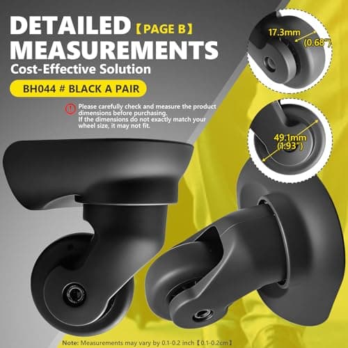 Luggage Wheels Replacement Wheel for Luggage Suitcase Repair 360° Rotating Suitcase Replacement Wheels with 4 Mounting Holes BH044 — view 3