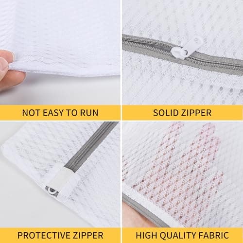 5PCS Mesh Laundry Bags for Washing Machine, Laundry Bags with Zips, Reusable Washing Machine Wash Bag for Clothes, Underwear, Bra,Socks (XL+L+M+S+Bra Bag,White) — view 2