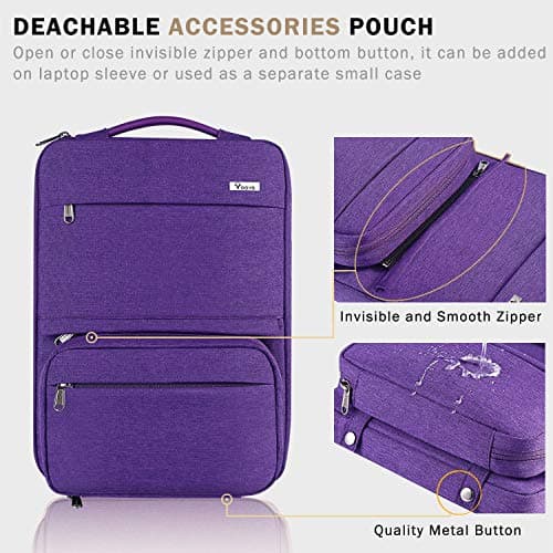 Voova Laptop Sleeve 13-14 Inch, Waterproof Case with Pouch, Purple — view 2