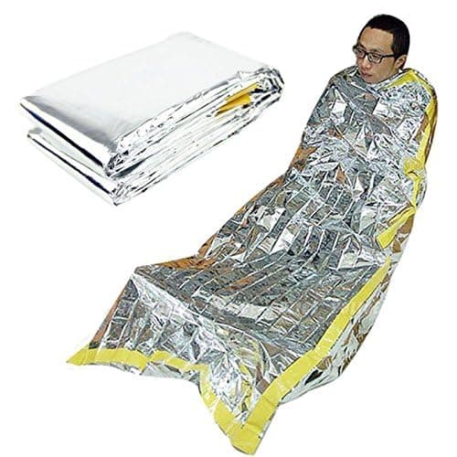Reusable Emergency Sleeping Bag, Feelfly Portable Outdoor Waterproof Camping Survival Bag with Silver Foil for Travelling, Homeless (#A) — view 3