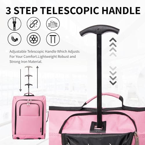 55x40x20 Ryanair Cabin Bag Hand Luggage Lightweight Suitcase Approved Carry on Luggage 1.4kg 44L Fits Pink — view 4