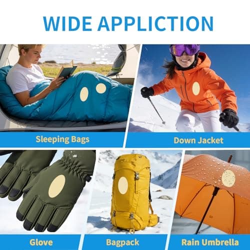 Skystuff 24PCS Self-Adhesive Nylon Repair Patches for Tent, Down Jacket, Clothing & Puffer Coat - Heavy Duty Waterproof Fabric Tape Repair Kit for Outdoor Gear, Sleeping Bag, Backpack, Beige — view 6