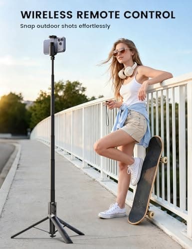 Lamicall 65inch Phone Tripod, [Auto-Pop Open] Selfie Stick with Remote — view 4