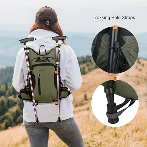 Outplea 15L Bike Backpack for MTB Motorcycle, Reflective Cycling Backpack Fits Hydration System, Hiking Rucksack for Outdoor, Green — view 6