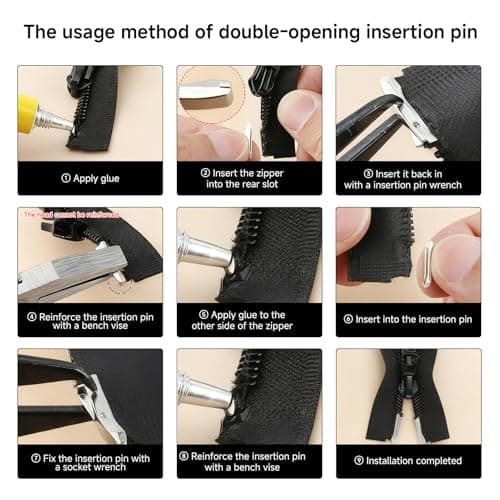 Aihoom Zipper Repair Kit with Pliers, Universal Metal Zipper Sliders & Stoppers, DIY Zip Fix Tools for Jackets, Bags, Clothing, Instant Zipper Replacement Accessories (61 Pieces 4 Colours 3 Sizes) — view 3