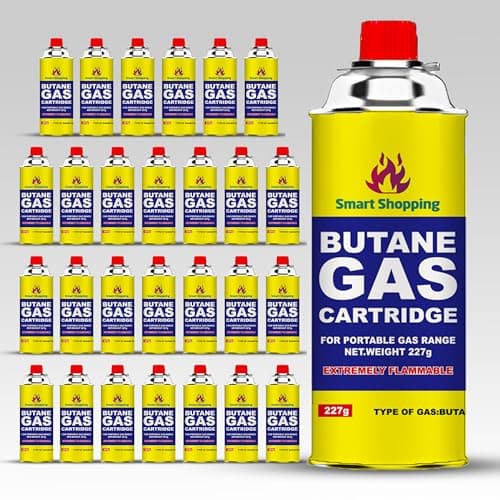 SMART SHOPPING Multipurpose Portable Camping Gas Canister – Refill Bottles Butane Gas Canisters for Camping Stove, BBQ, Blowtorch, Heater, Weed Burner & Cooker Pack of 28