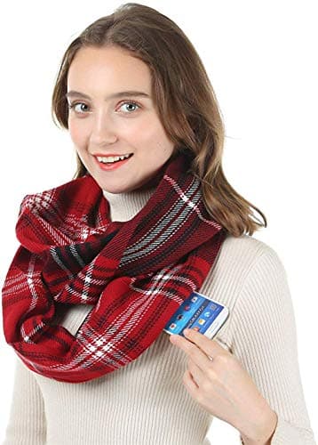 Ulalaza Infinity Scarf with Hidden Zipper Pocket Lightweight Travel Wrap for Women Girls — view 2