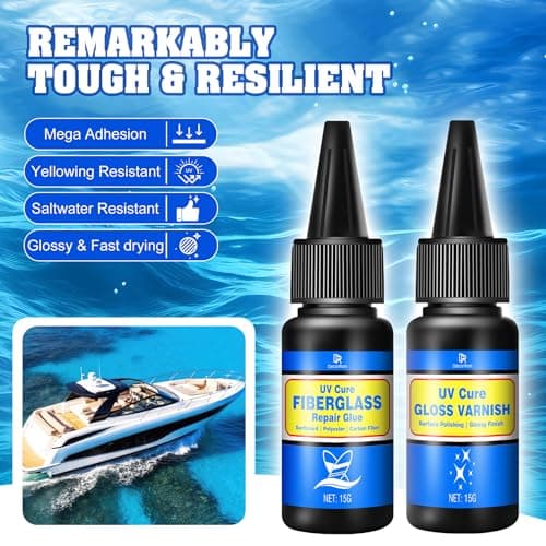 UV Cure Fiberglass Repair Kit, 15g+15g Clear for Carbon Fiber, Polyester Fiber,Fiberglass- Ideal for Repairing Cracks,Holes In Boat,Jet Ski, Yacht, Surfboard And Other Water Vehicles — view 3
