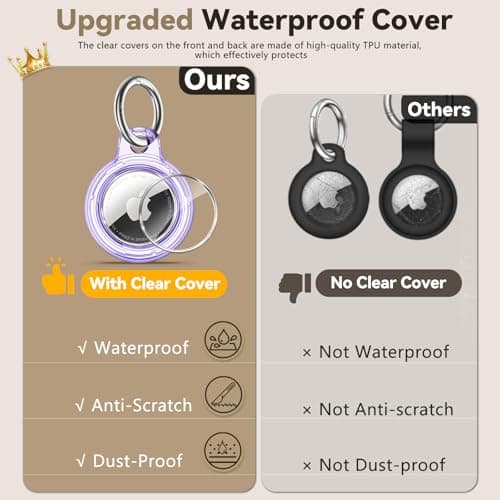 TNSNK for AirTag Holder Keyring, 1 Pack,Clear Purple — view 3