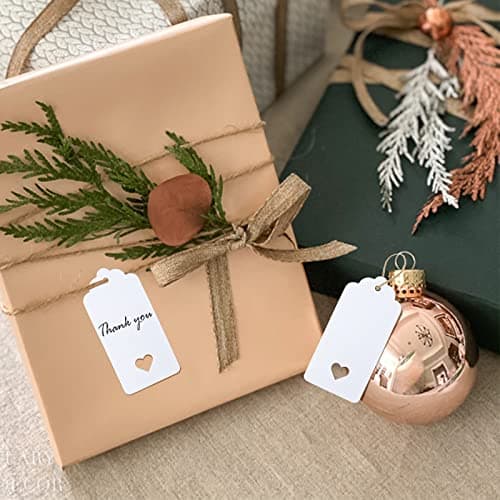 G2PLUS White Gift Tag with Heart: 50PCS Blank Paper Tags with String, 4.5cm x 9.5cm Large Gift Labels for Wedding Favors, Presents, 300g/m² — view 4