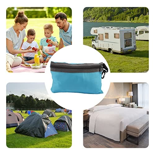 Kaket Sleeping Bag Liner 210 x 70 cm, Camping Sleep Bag Liner with Pillow Slot, Portable Lightweight Travel Sheet for Camping Hostels Picnic Hiking (Sky Blue) — view 5