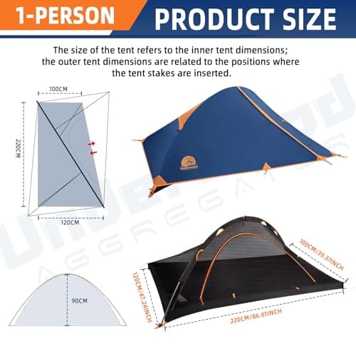 1 Man Backpacking Tent for Camping,Ultralight Waterproof Single-Pole Tent — view 3